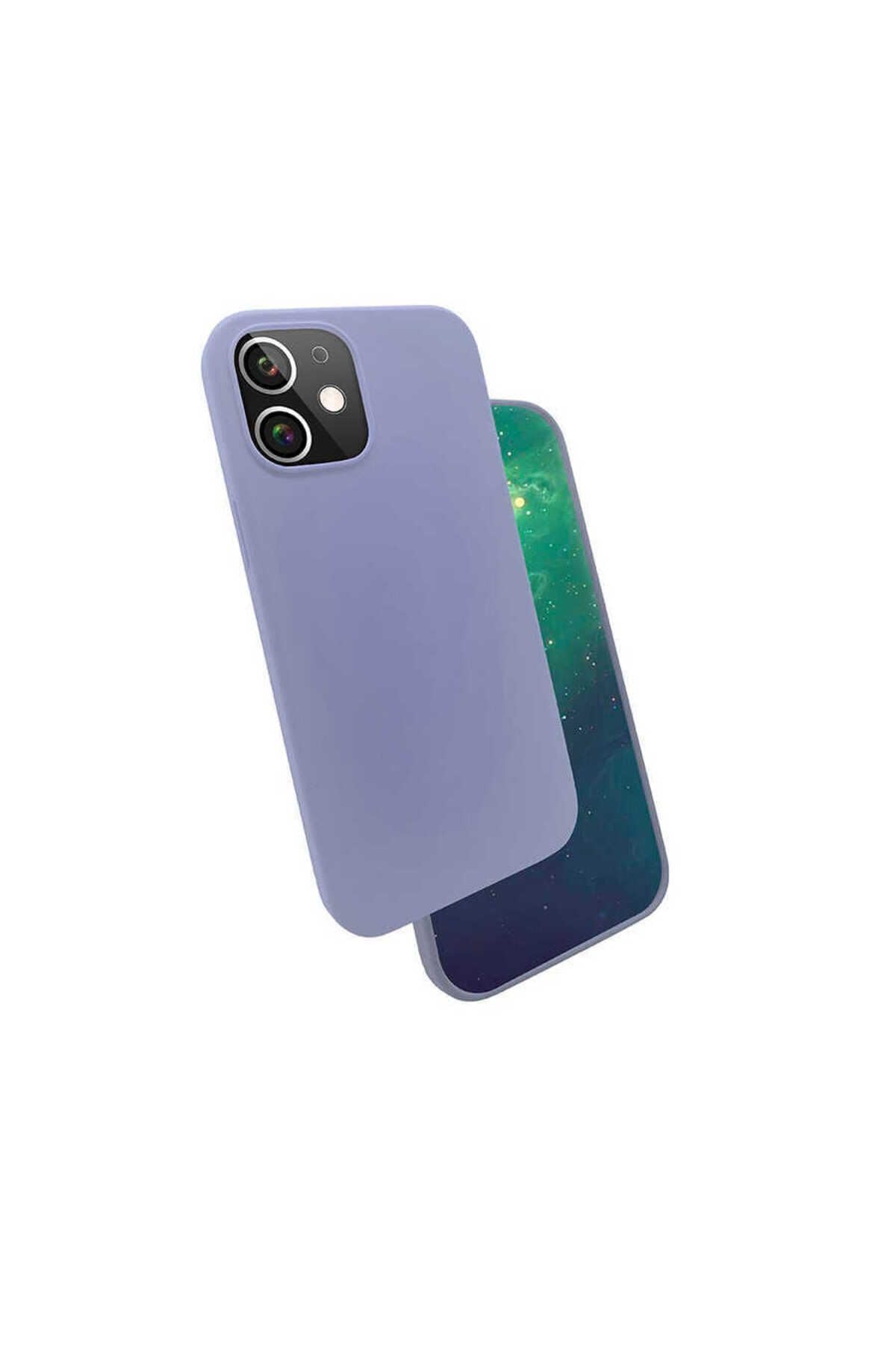 Zore Apple ile uyumlu iPhone 12 Kılıf Silk Silikon Lila