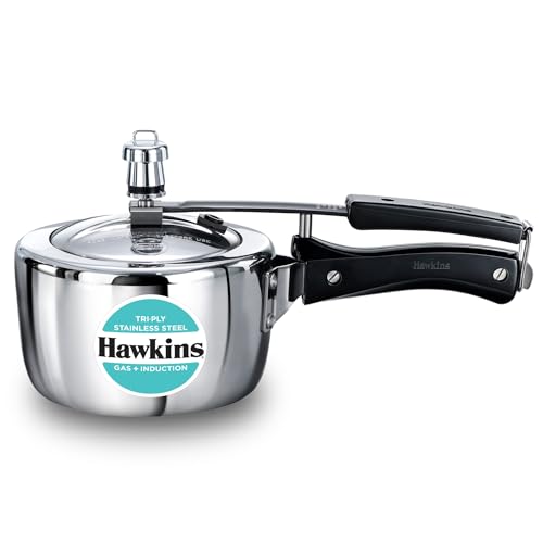 HAWKINS Triply Stainless Steel Pressure Cooker, Inner Lid Induction Cooker, (HSST15) 1.5 litres Silver