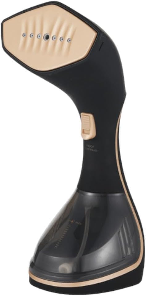 Passadeira de roupas a vapor Black+Decker com detalhes em bege e iluminação de LED