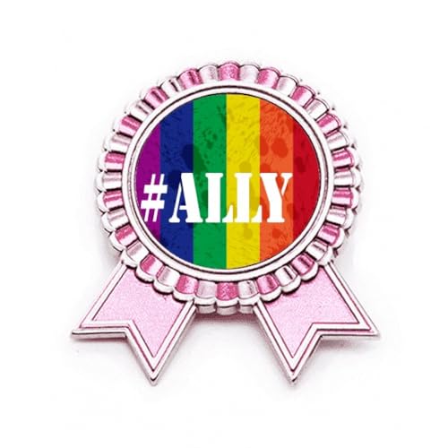 Broche Ally LGBT arc-en-ciel rose en métal taille M