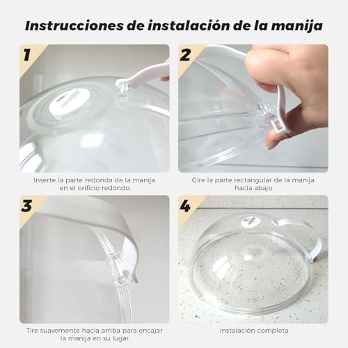 Miniatura 5 de Besokar Cubierta Para Microondas, Sin Bpa, Cubierta Para Microondas Con Asa, Resistente Al Calor Hasta 200 C, Protección Contra Salpicaduras Para Microondas, Fácil Limpieza