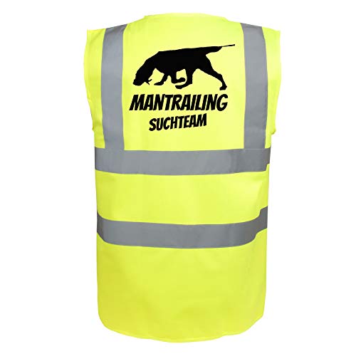 Mantrailing Warnweste Hundesport Sicherheitsweste Suchteam (Motiv 6) (XL, Neongelb)