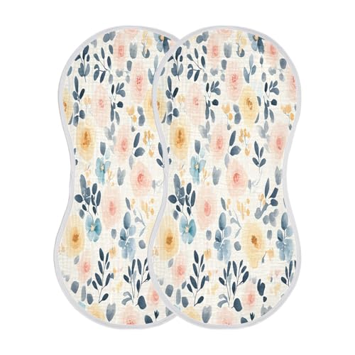 Watercolor Colorful Flowers Burp Cloths Unisex Cotton Burp Cloths Absorbent and Non-Seeping Suitable for Babies, Toddlers, Newborns2