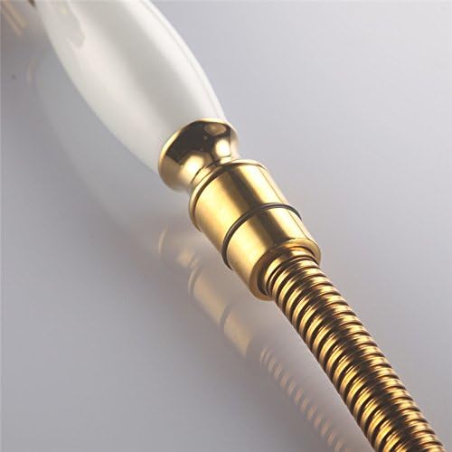 Shile Traditional Brass Ceramics Telephone Handheld Shower Head with 1.5 Meter Hose for Bathroom Gold Finish