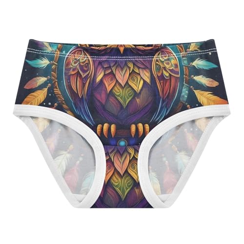 Cute Owl Colorful Feathers Dark Panties for Girl Toddler Girls Underwear Cotton Designer Kids Undies Briefs 2t