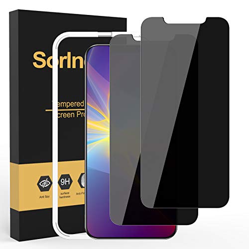 sorlnern (2 Pack Privacy Screen Protector for iPhone 12 Pro Max, Anti Spy Tempered Glass Screen Protector, Touch Sensitive, Bubble-Free, Case Friendly, with Easy Installation Tray by sorlnern - Used condition - US$5.65