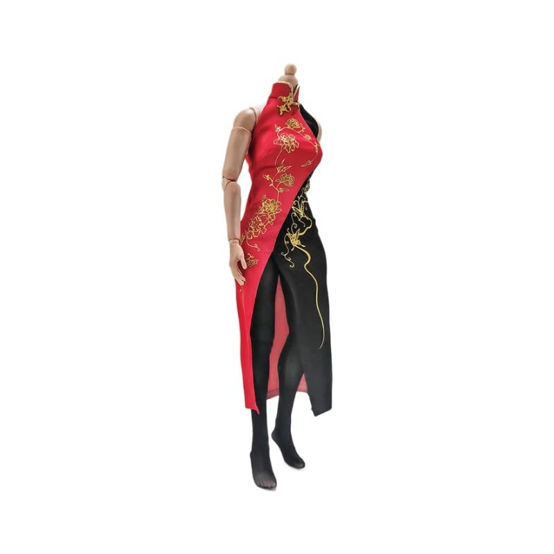 Robe rouge AMITD 1/6 Cheongsam vêtement miniature poupée mannequin femme un sixième