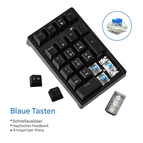 Teclado numérico mecánico de 21 teclas mecánico y recargable con conexión mini USB estable 4