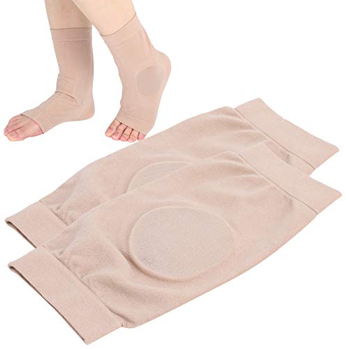 lvifloae 1Pair Both Sides Protective Pads Silicone Ankle Heel Foot Protection Sleeve Breathable Heel Gel Heel Cushions for Cracked Heel (Skin Color)