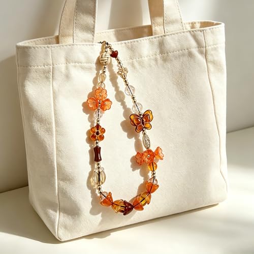 Image of Cute Beaded Camera Wrist Strap for Phone, Digital Camera Charm Lanyard, Pearl Beaded Chain for Bag Keychain Gift
