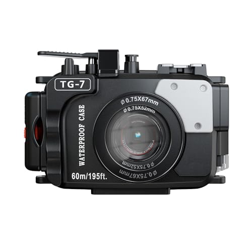 Image of TG-7 Underwater Camera Housing Case, 60m /195ft Waterproof, PC Material with O-Ring Seal, Compatible with Olympus OM System Tough TG-7 (Black)