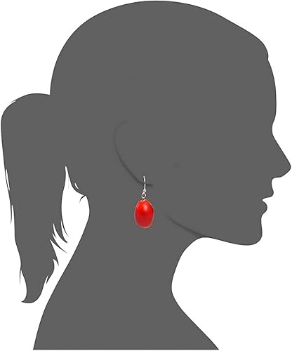 Miniatura 2 de SIlver Aretes colgantes rojos hechos a mano L 1 pulgada con buena suerte, amor de prosperidad, cuentas de semillas curativas Huayruro Regalos