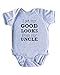 Apericots Get My Good Looks from My Uncle Short Sleeve Baby Bodysuit