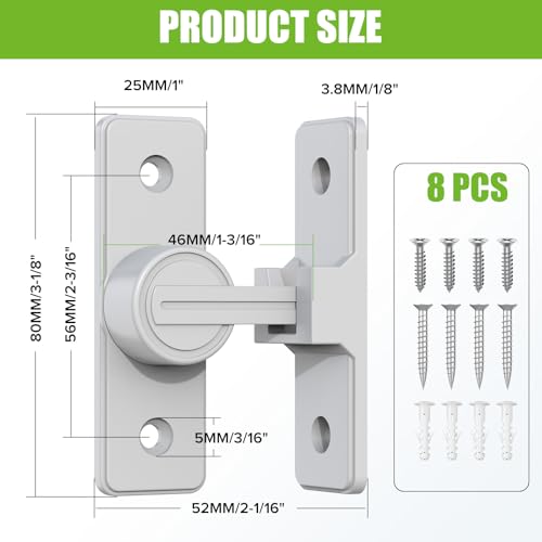 Image of Barn Door Lock Hardware, Heavy Duty 90 Degree Flip Latch Privacy Lock, Zinc Alloy Sliding Barn Door Latch for Bathroom, Bedroom, Closet, Garage, Shed and Gate (White-1PC)