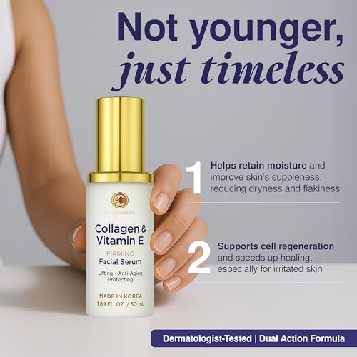 Collagen & Vitamin E Serum - Dermatologist Tested, Anti-Aging, Hydrates, Reduces Wrinkles, Clean Beauty, Cruelty-Free Korean Skin Care for All Skin Types - 1.69 fl. oz - Image 3