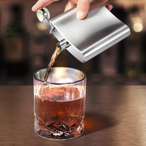 Image of Stainless Steel 10 Oz Liquor Hip Flask and Wine Whiskey Vodka Alcohol Drinks Pocket Bottle for Men Women (295 Ml, Silver)