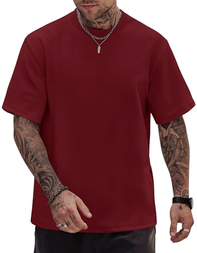 Image of Herberton Mens Oversized T-Shirts Heavyweight Cotton Stretch Fashion Thick Tee Tops (S-3XL)