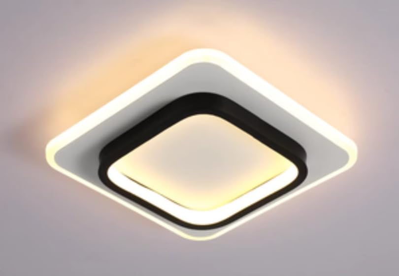 Image of LED Ceiling Light 50W - Black Square Panel, 3 Color Modes, Eye Protection, CRI ≥97, 24cm for Bedroom | Studyroom | Corridor