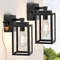 WIHTU Outdoor Wall Light Fixtures, Outdoor Wall Sconce with Outlet,2-Pack, Porch Sconces Wall Mounted Lighting, Porch Lights with E26 Sockets, Exterior Waterproof, Wall Lamps for Patio Front Door