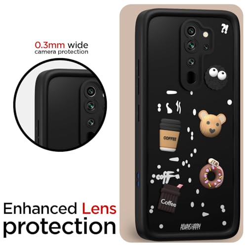Image of Bintage Cute Fun Taddy| 3D Ball Bear| Donut| Coffee Rubber Case Full Body & Camera Protection Back Cover Compatible for REDMI Note 8 Pro - Black