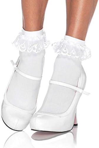Leg Avenue Women's Lace Ruffle Nylon Anklet Socks