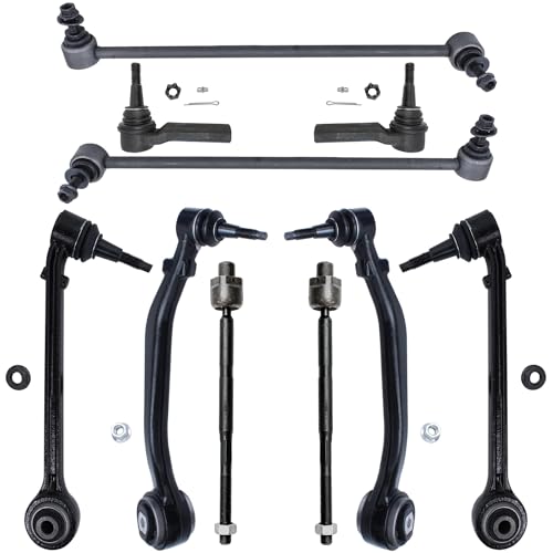 Detroit Axle - Front 10pc Control Arms Kit for 2010-2015 Chevrolet Camaro, 4 Lower Forward & Rearward Control Arms 4 Tie Rods 2 Sway Bars Suspension Kit 2011 2012 2013 2014 Replacement