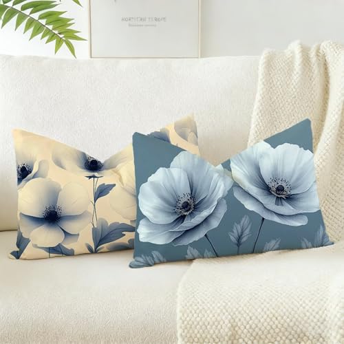 Fundas de Cojín 40x80 cm Juego de 2, Gris Cojines Exterior Jardin Decorativas Impermeables Exterior Estilo Terciopelo Diseño de Funda Cojin, para Sofá Terraza Jardín Salón Dormitorio Flor D-813
