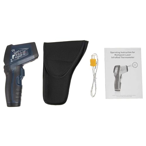Foto von Amazon Basics Infrarot-Thermometer mit Kreislaser, strapazierfähig, Typ-K-Sonde, einstellbarer Emissionsgrad, Schwarz