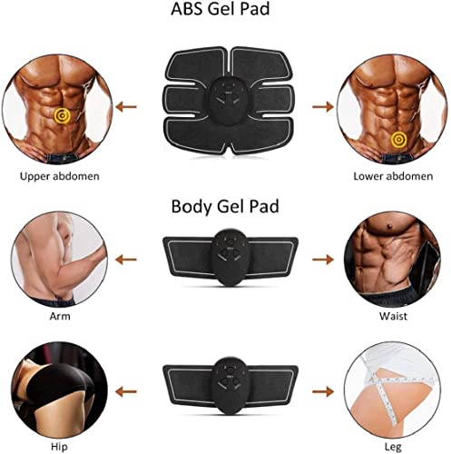 Abs Stimulator Abdominal Intelligent Muscle Toner Training Device With 10 Pcs Abs Gel Pads Replacement Portable Fitness Workout Equipment For Men Women Home Office (Gray) #TOP2