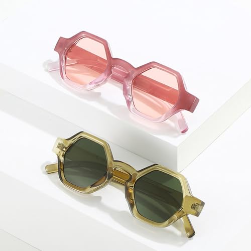 Lunettes de soleil rétro jaunes et violettes uniques à monture carrée