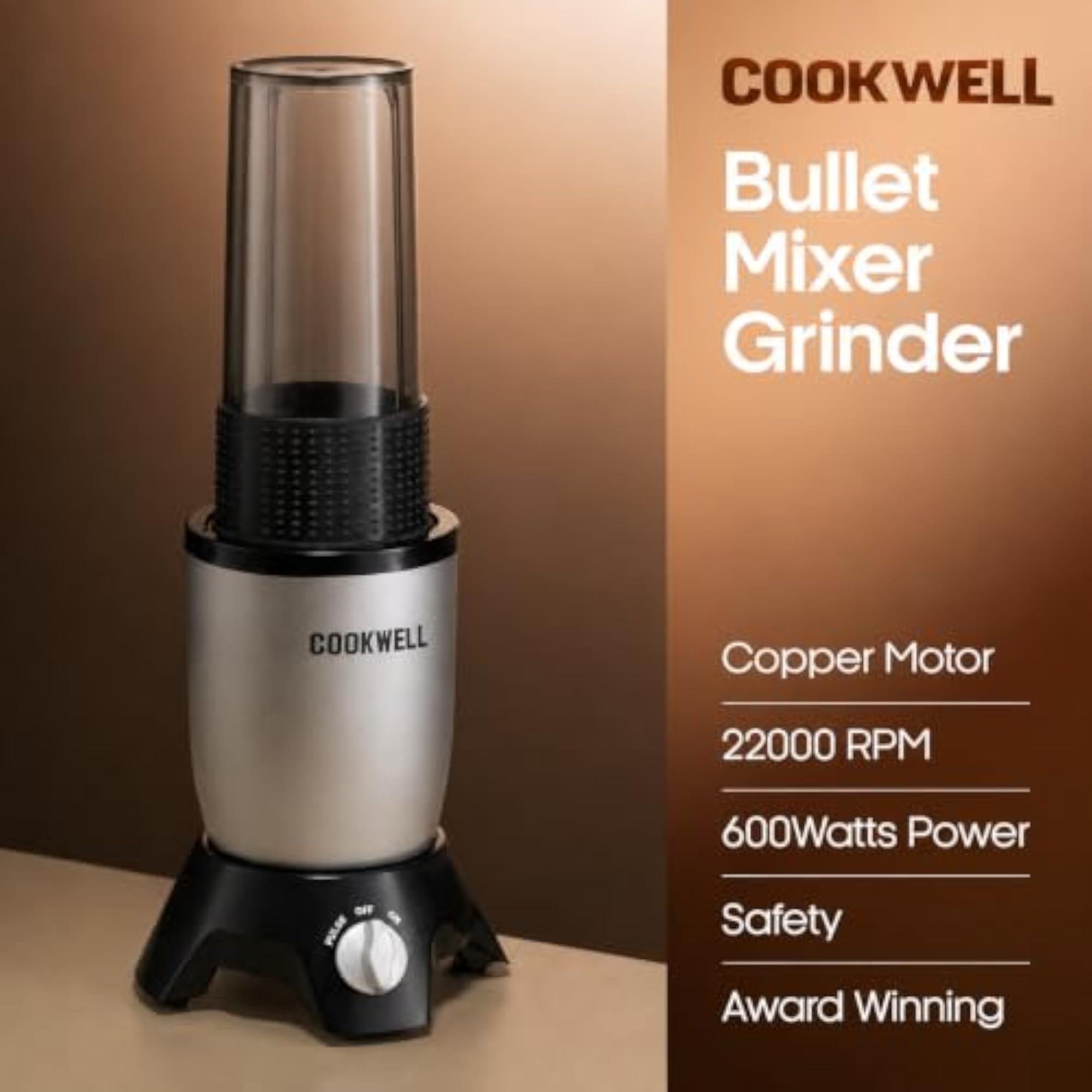 Bullet Mixer Grinder with 3 Jars and 2 Blades