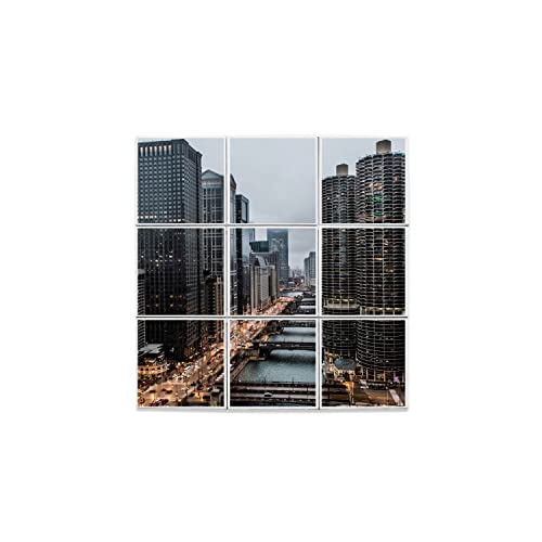 Carreaux céramique Chicago lot de 9 crédences paysage urbain 32x32 cm