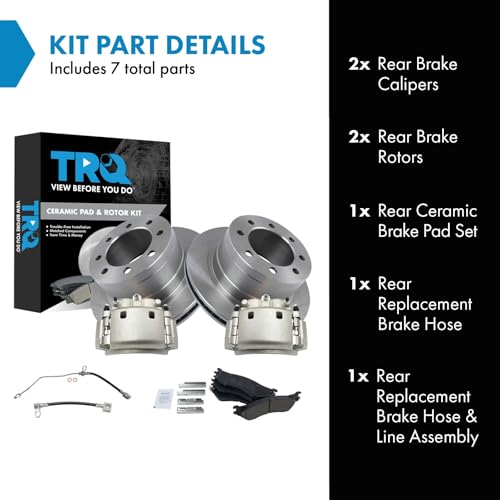 Image of TRQ Rear Brake Pad & Rotor Kit Ceramic Compatible with 2006-2008 Dodge Ram 1500