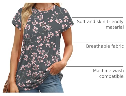 Image of Alaroo Womens Summer Tops Short Sleeve Shirts Crew Neck Cute Trendy Tunic Blouses (S-3XL)