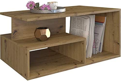 CDF Couchtisch Wohnzimmertisch Eiche Artisan – Moderner Tisch 90x51x43 cm – Minimalistisches Design aus 16 mm laminierter Spanplatte – Glatte Kanten ohne Abdeckkappen – Leichte Selbstmontage