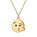 PROSTEEL Blowing a Kiss Emoji Necklace Kissing Face Charm Round Pendant Necklace Kissing Jewelry Women Bridesmaid Gift