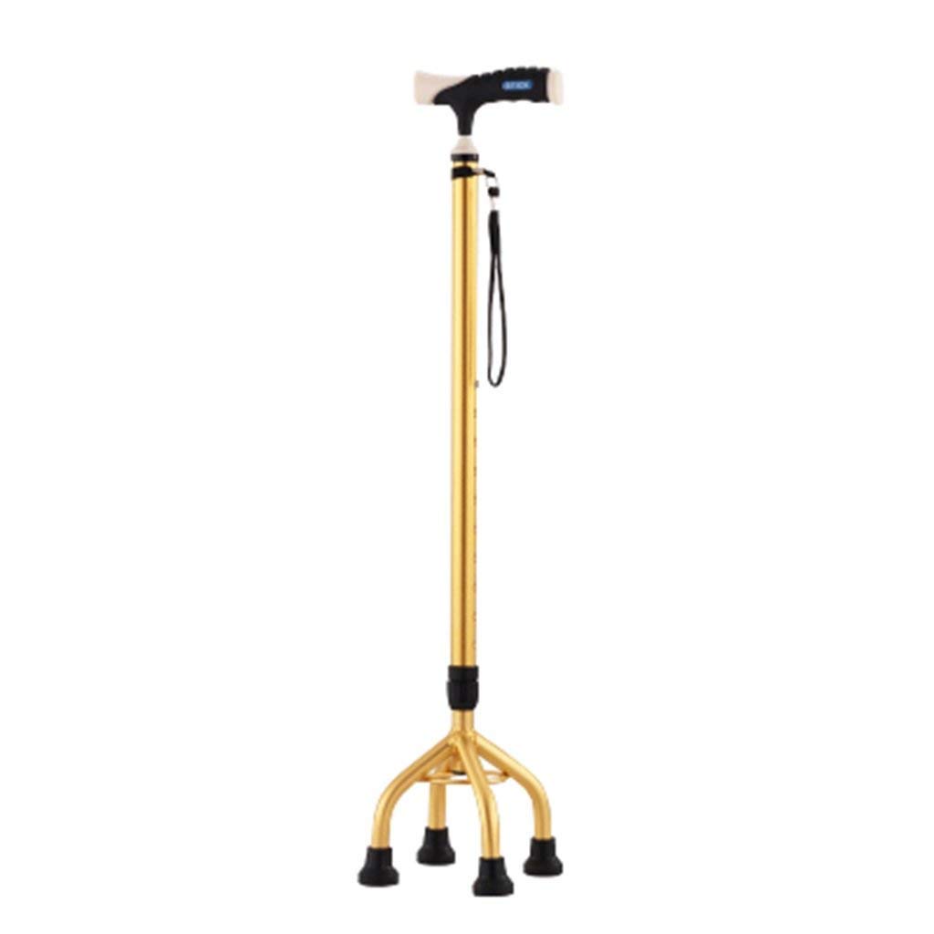 Soporte para bastón para Caminar, muleta, Cesta para Andador de Ancianos para Ancianos, teleestable, Antideslizante, Ligero, Altura Ajustable con 4 pies, Bastones Dorados para homb
