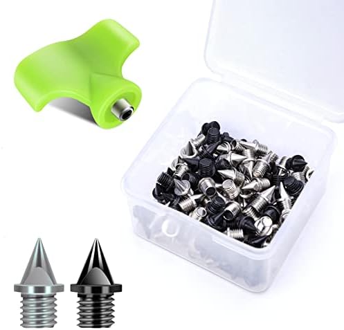 Lejof 1/4 Inch Track Spikes, 120 Pieces Steel Spikes for Track Shoe Spikes Replacements and Spike Wrench for Sports Running Track Shoes