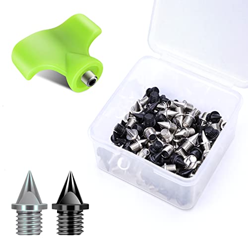 Lejof 1/4 Inch Track Spikes, 120 Pieces Steel Spikes for Track Shoe Spikes Replacements and Spike Wrench for Sports Running Track Shoes
