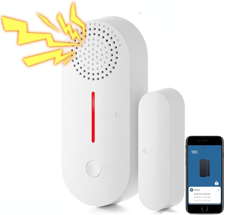 UanTii Tuya Wifi Door Window detector with light sound alarm Wireless Door Alarm Sensor for Home Security Smart Home Door Sensor Smart Life App Push notification works with Alexa and Google Home
