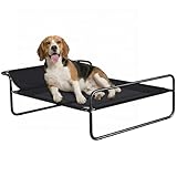 PawHut Cama Elevada para Perros, Negro