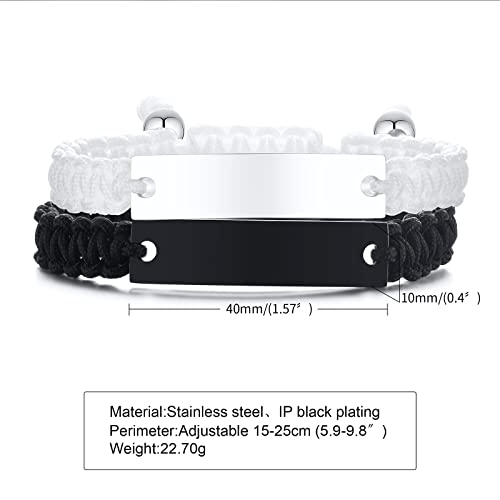 Vnox Personalized Customize Name Date Quote Friendship Love Couple Bracelet Handmade Braided Rope Bracelet Anniversary Christmas Gift For Him And Her,Adjustable #TOP5