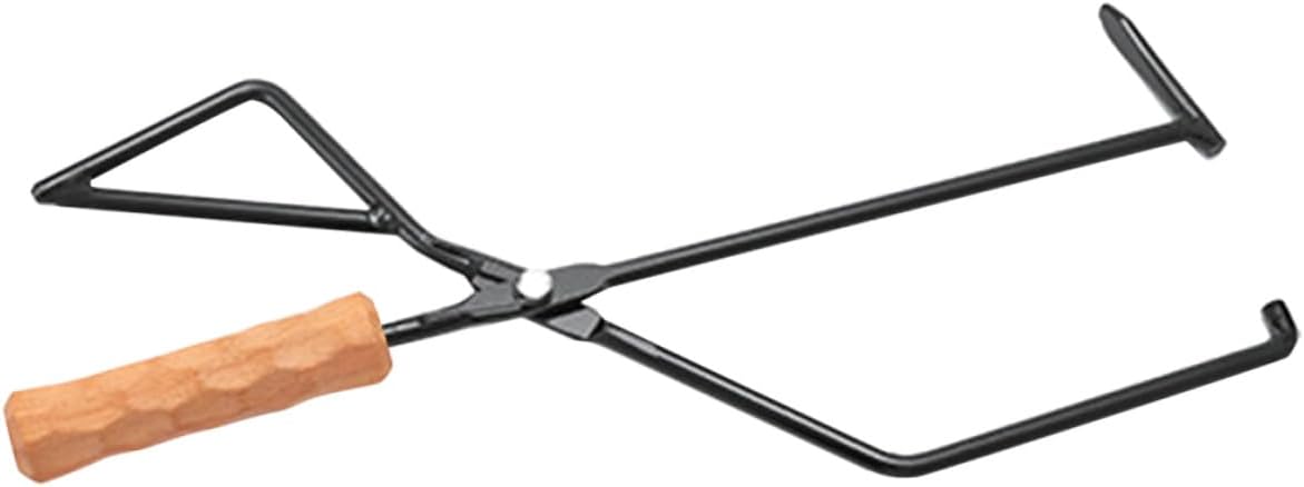 COHEALI Heavy-duty Outdoor Fireplace Tongs with Beech Wood Handle Portable Charcoal and Fire Pit Tool for Camping Bbq Campfire Indoor and Outdoor Use Precision Grip for Logs and Grilled