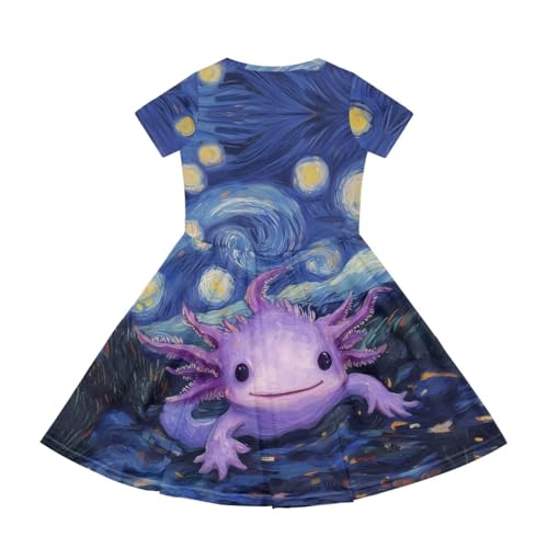 Girls Dresses Size 2-14 Kids Summer Short Sleeve Skater Dress Beach Midi Party Dresses2