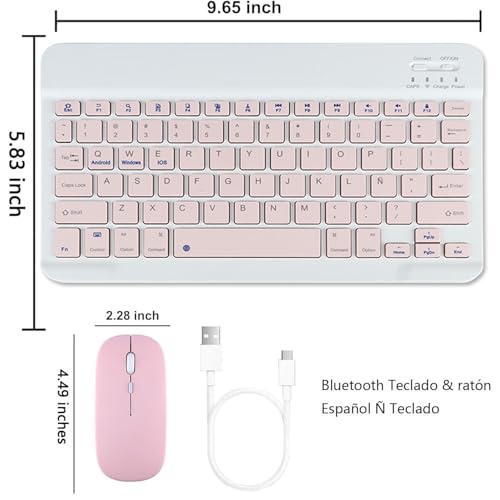 EHLCYS Funda con Teclado para Lenovo Tab M11 11 Pulgadas 2024 Modelo TB330FU/TB330XU, con Ratón Español Ñ Teclado Bluetooth Inalámbrico Desmontable con Ultrafina Funda,Rosado - imagen 8