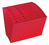 Globe-Weis/Pendaflex Colored Expansion File, Open Top, 21 Pockets, A to Z Tabs, Letter Size, Red (17A-RED)