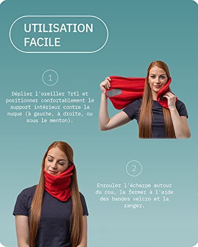 Trtl Travel Pillow Rouge Oreiller Cervical Peu Encombrant Voyage Reposant En Avion Voiture Et Bus Systeme De Soutien Unique Lavable En Machine
