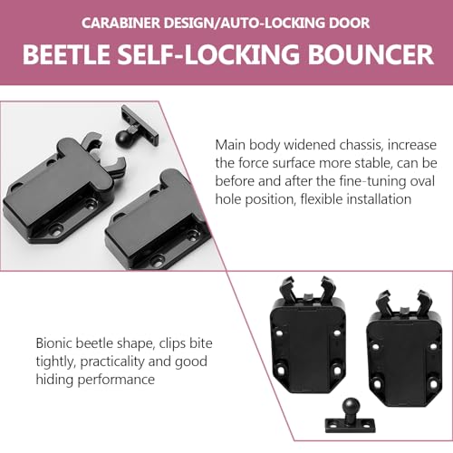 Juego de 12 Piezas de Autocierre Negro, Abrepuertas de Empuje, Función de Apertura Automática, Pestillo de Puerta con Desbloqueo Táctil, Apto para Armarios, Cajones, Roperos (Negro) - imagen 3