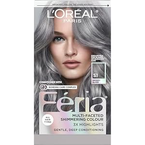 L’Oreal Paris Feria Multi-Faceted Shimmering Permanent Hair Color, Smokey Silver, Pack of 1 Hair Dye Kit