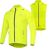 CGLRybO Men's Detachable Lightweight Cycling Running Jacket, Water Repellent High Visibility Windproof Sun Protection Bike Windbreaker,High Visibility Reflective Coat,Ultralight Sleeveless Vest